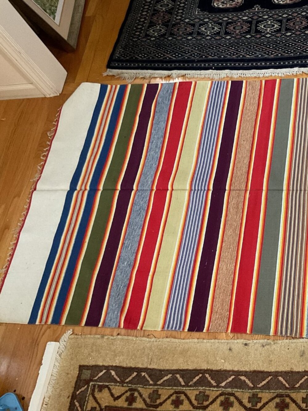 NOS Cotton Dhurry Dhurrie Handmade Kilim Rug 3-1/2 x 6 Finely Hand Woven